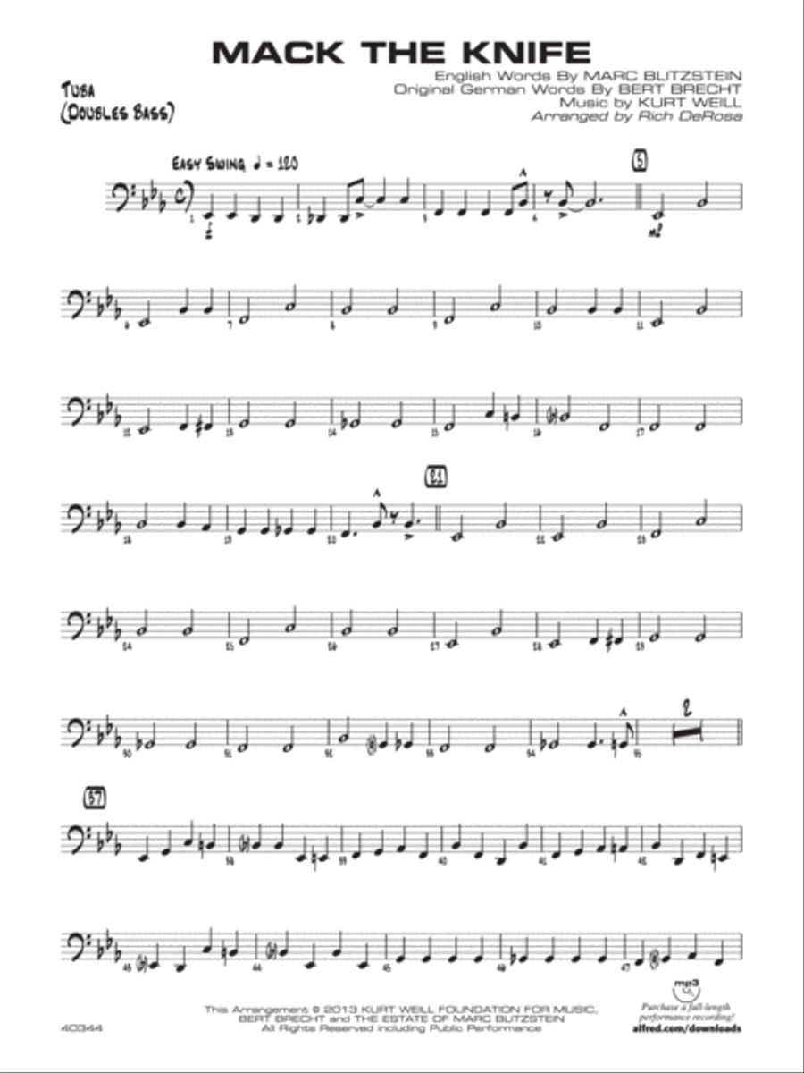Mack the Knife: Tuba Mack the Knife: Tuba Jazz Ensemble scores gallery preview page 1