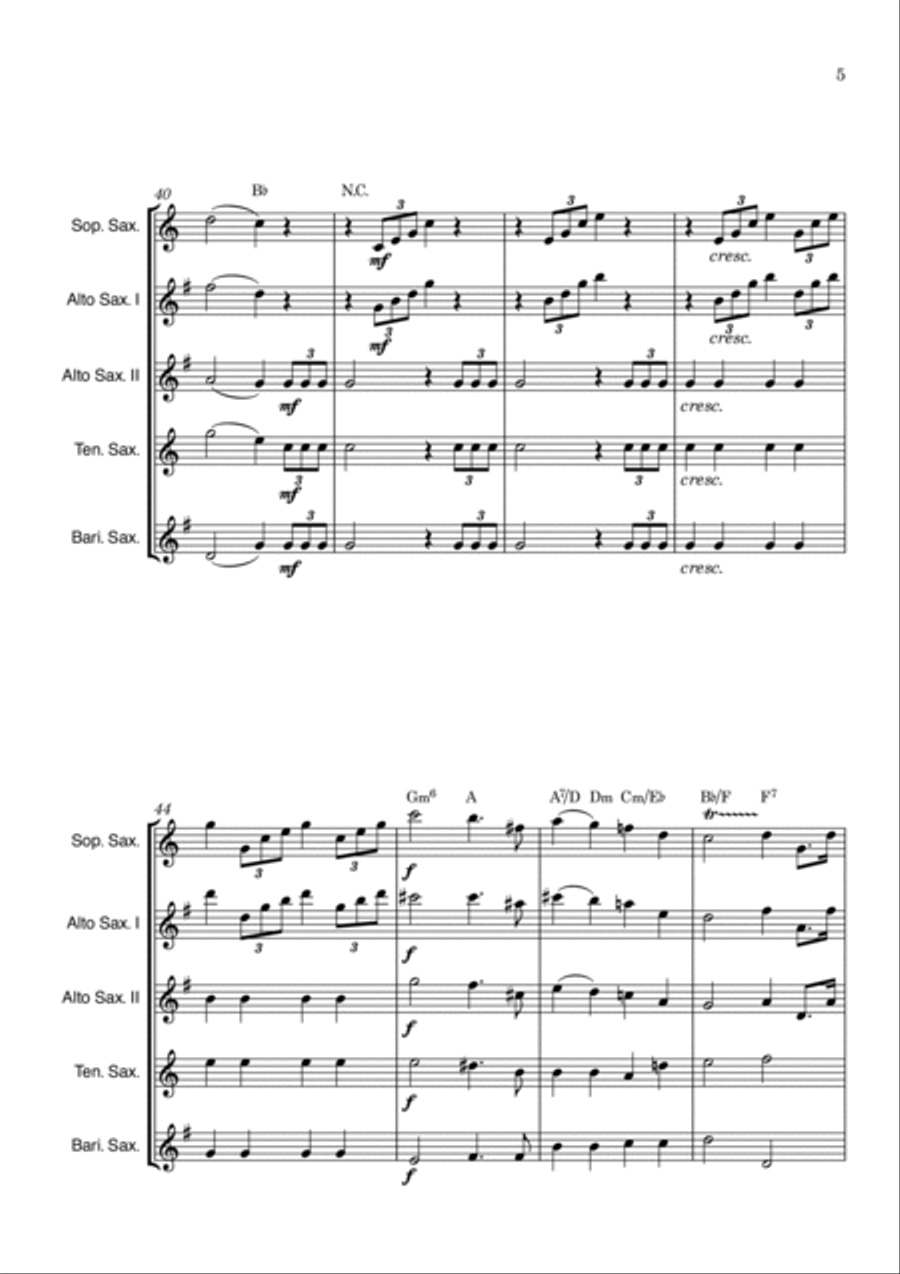 Wedding March Wedding March Saxophone Quintet scores gallery preview page 5