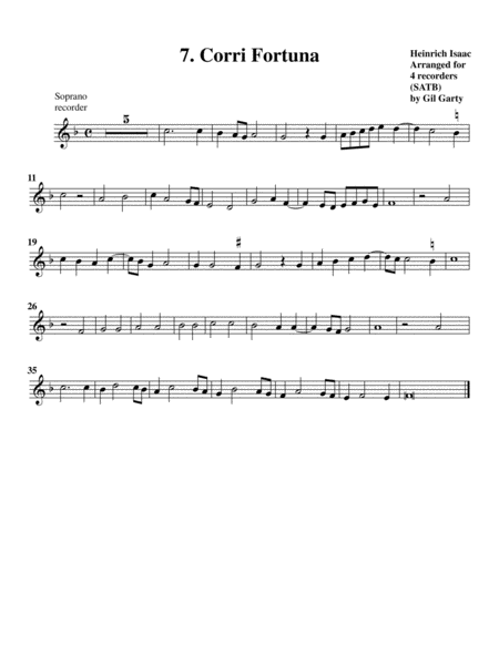 7. Corri Fortuna (arrangement for 4 recorders)