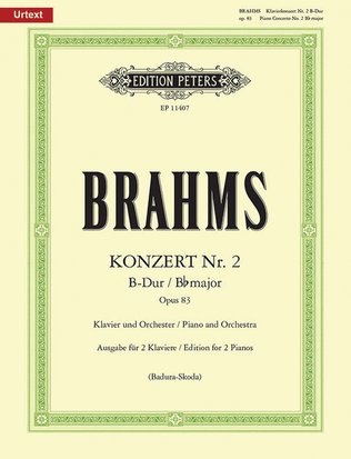 Book cover for Piano Concerto No. 2 in B flat Op. 83 (Edition for 2 Pianos)