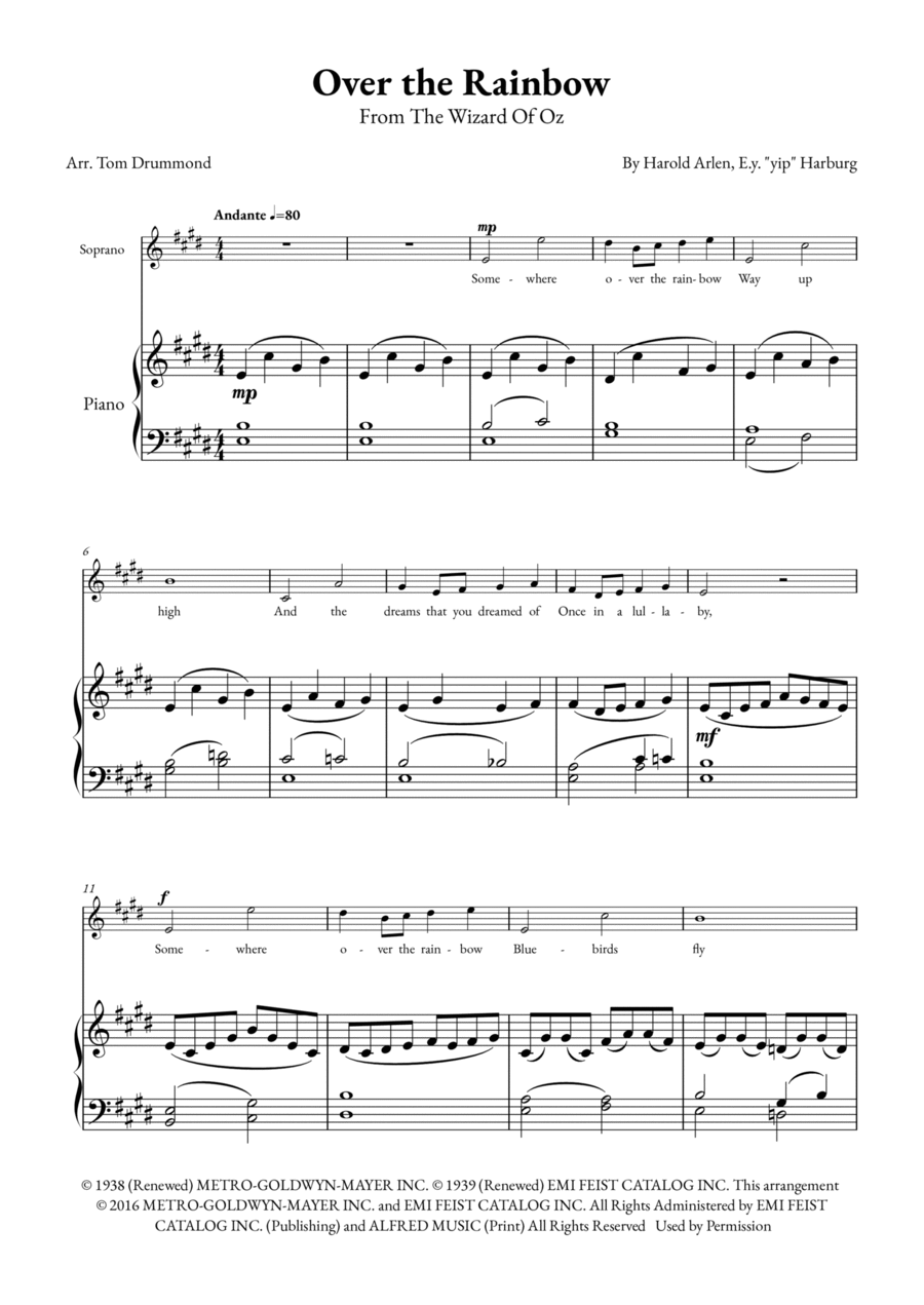 Over The Rainbow Over The Rainbow Voice scores gallery preview page 1
