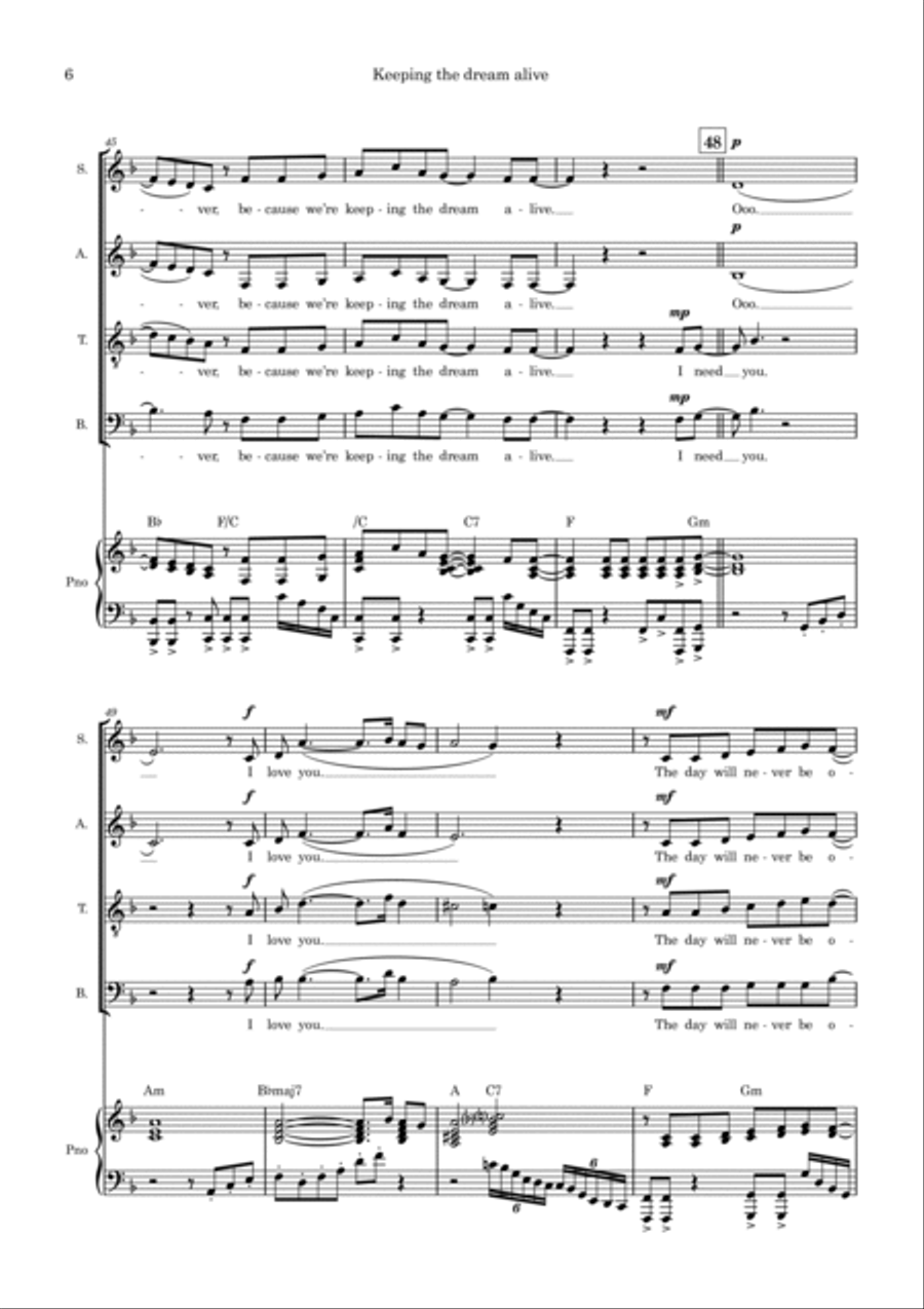 Keeping The Dream Alive Keeping The Dream Alive 4-Part scores gallery preview page 6