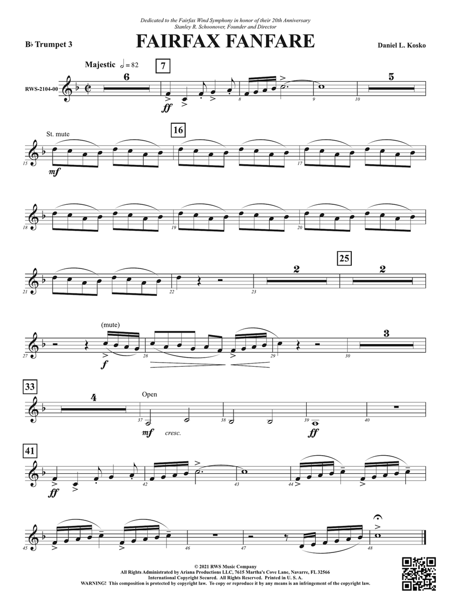 Fairfax Fanfare: 3rd B-flat Trumpet B-Flat Trumpet scores gallery preview page 1