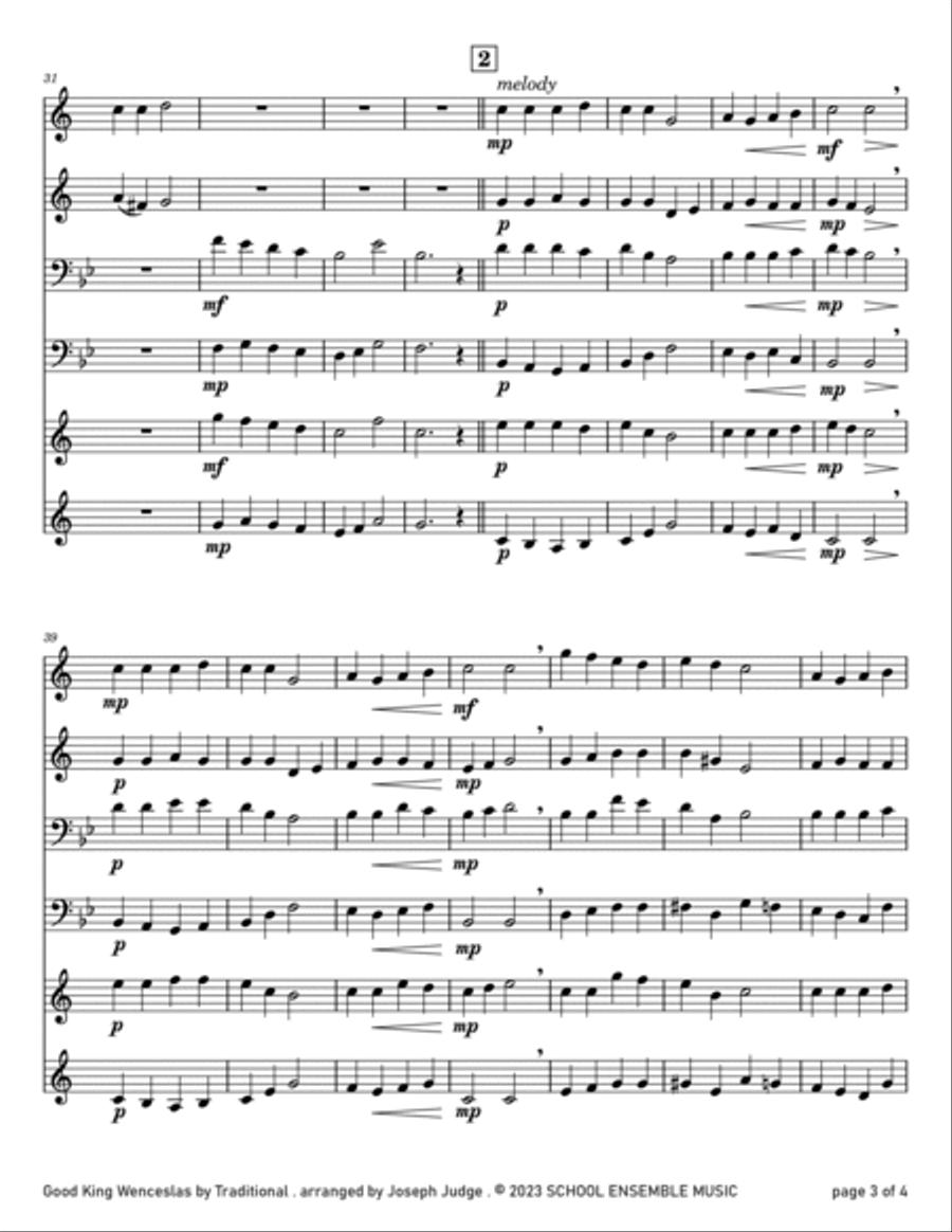Good King Wenceslas for Brass Quartet in Schools Brass Quartet scores gallery preview page 3