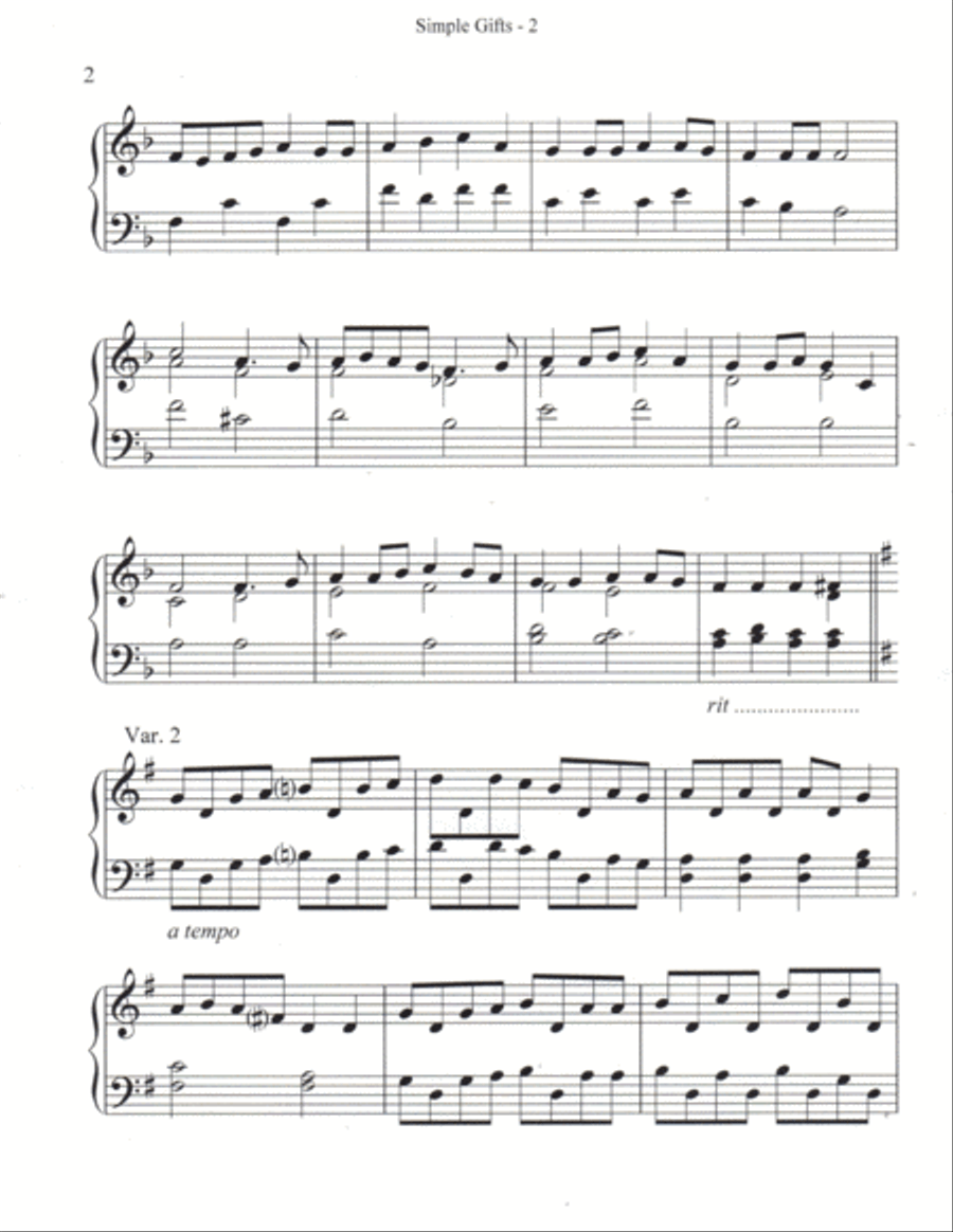 Simple Gifts Piano Solo scores gallery preview page 3