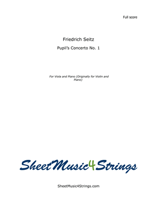 Book cover for Seitz - Concerto No. 1, Arranged for Viola and Piano