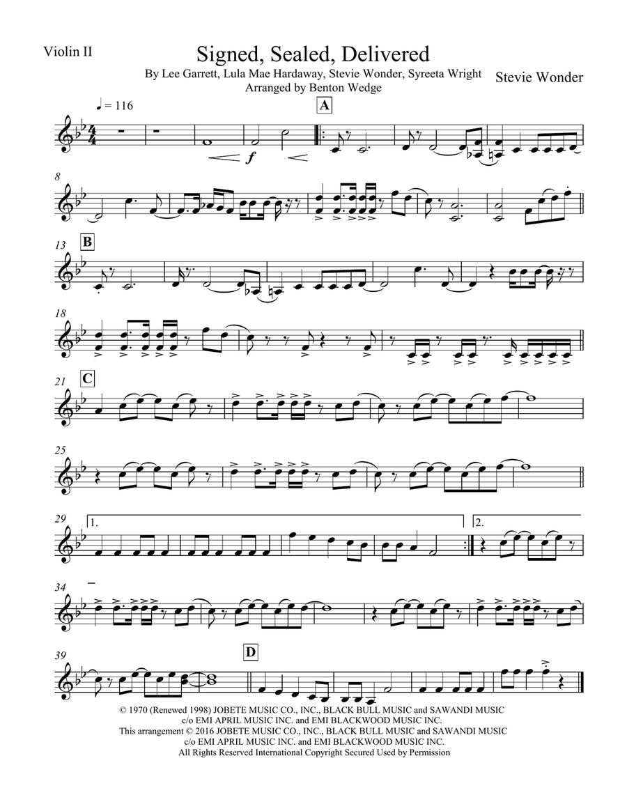 Signed, Sealed, Delivered I'm Yours Small Ensemble scores gallery preview page 3