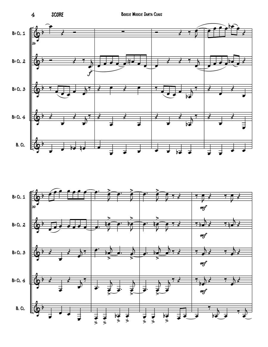 Boogie Woogie Santa Claus Woodwind Ensemble scores gallery preview page 5