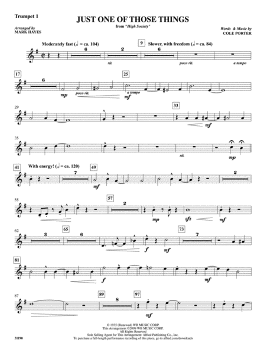 Just One of Those Things: 1st B-flat Trumpet B-Flat Trumpet scores gallery preview page 1
