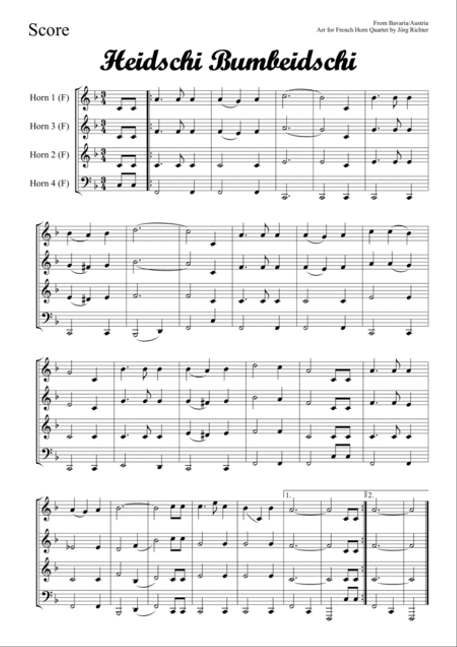 Heidschi Bumbeidschi für Horn Quartett Brass Quartet scores gallery preview page 2