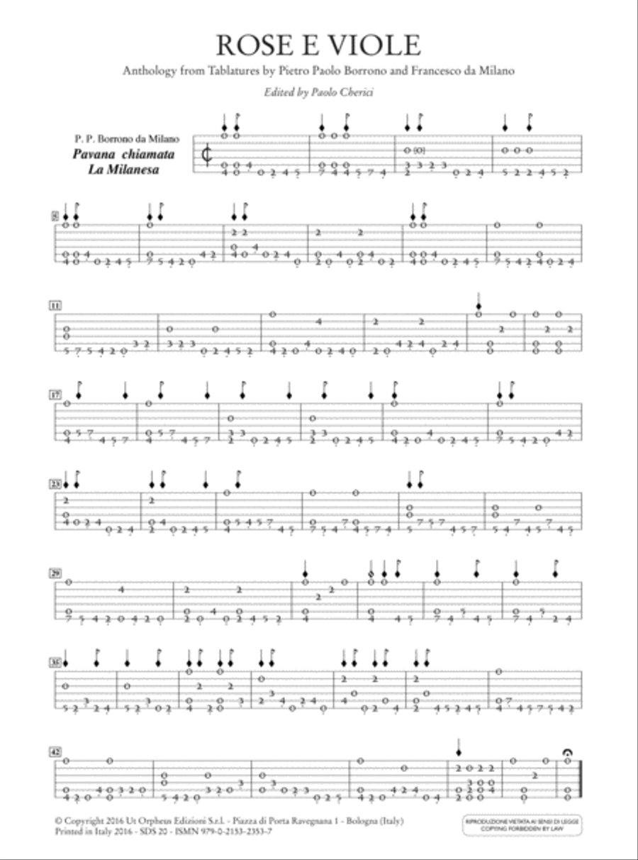 Rose e Viole. Anthology from Tablatures by Pietro Paolo Borrono and Francesco da Milano for Lute Lute scores gallery preview page 2