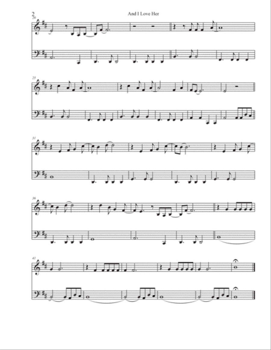 And I Love Her String Quartet scores gallery preview page 4