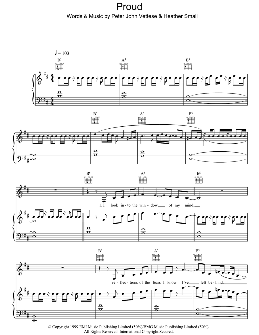 Proud Piano, Vocal, Guitar scores gallery preview page 1