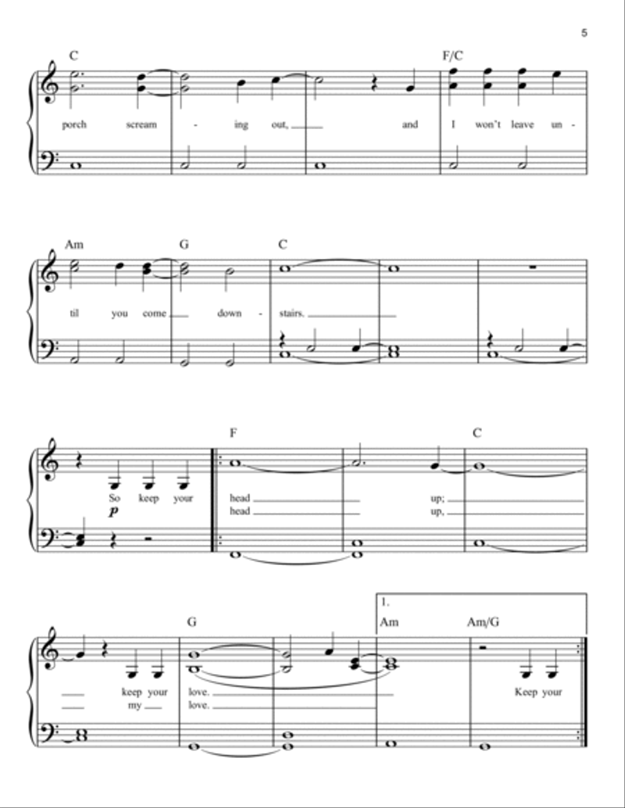 Stubborn Love Easy Piano scores gallery preview page 5