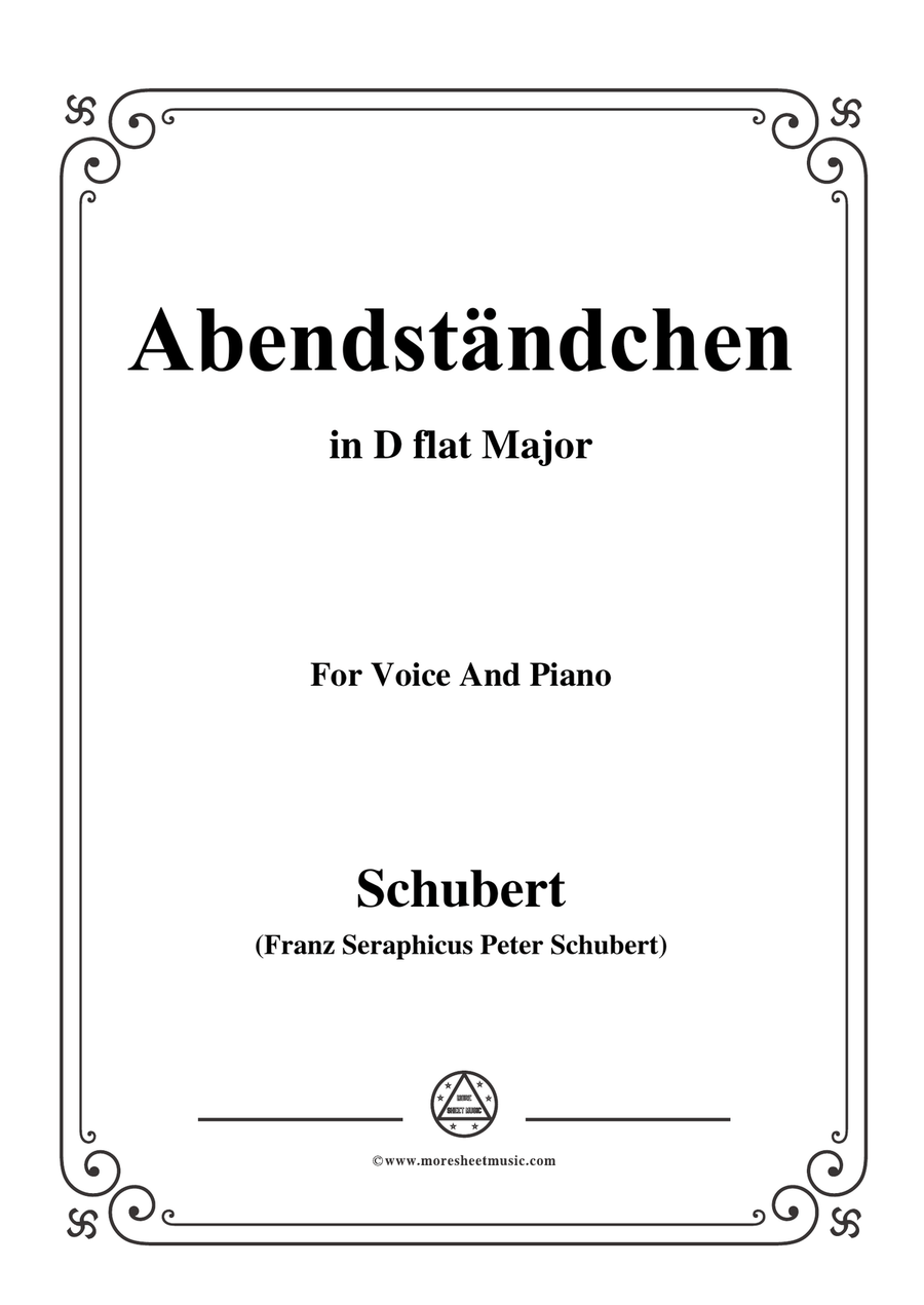 Schubert-Abendständchen,in D flat Major,for Voice&Piano Piano, Vocal scores gallery preview page 1