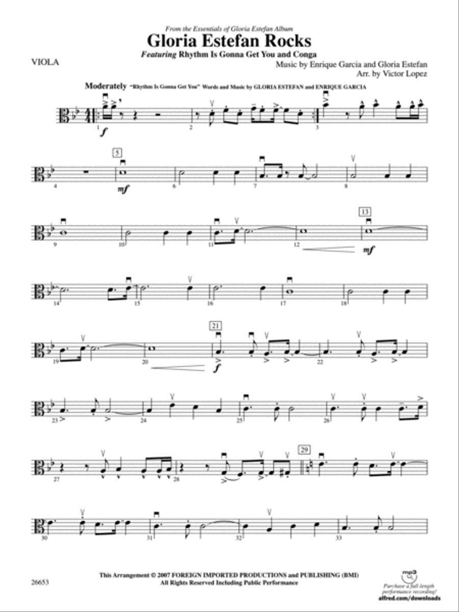 Gloria Estefan Rocks: Viola Full Orchestra scores gallery preview page 1
