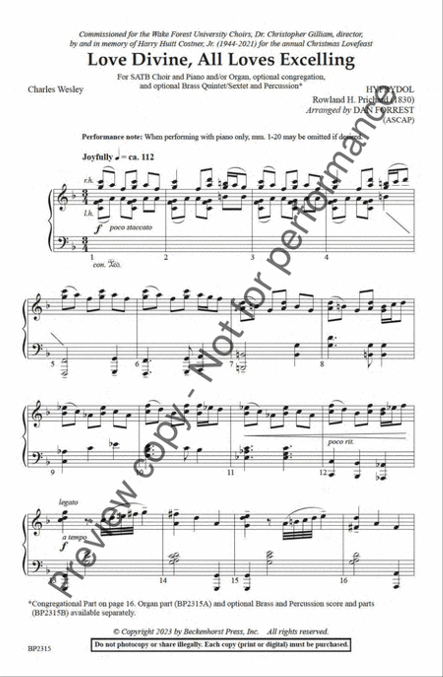 Love Divine, All Loves Excelling - Forrest 4-Part scores gallery preview page 2