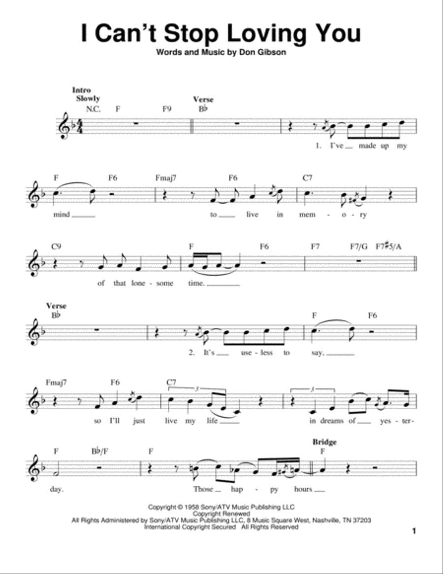 I Can't Stop Loving You Voice scores gallery preview page 1