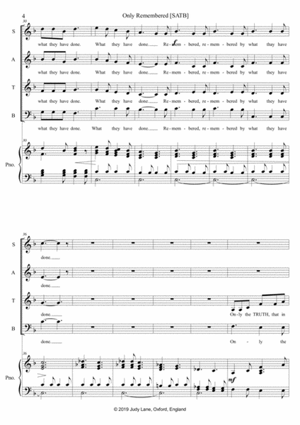 Only Remembered (SATB) -SATB version of this Memorial Day or Veterans Day hymn/anthem setting of wor image number null