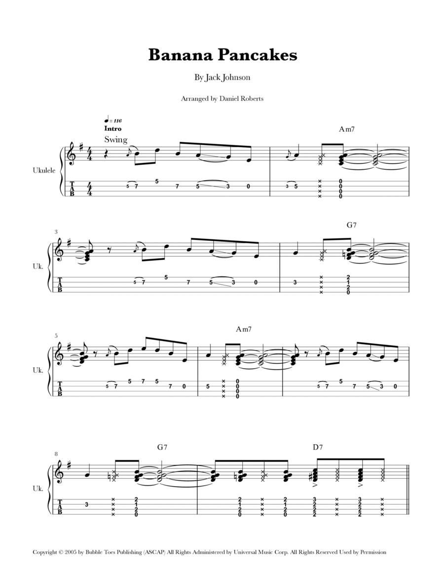 Banana Pancakes Ukulele scores gallery preview page 1