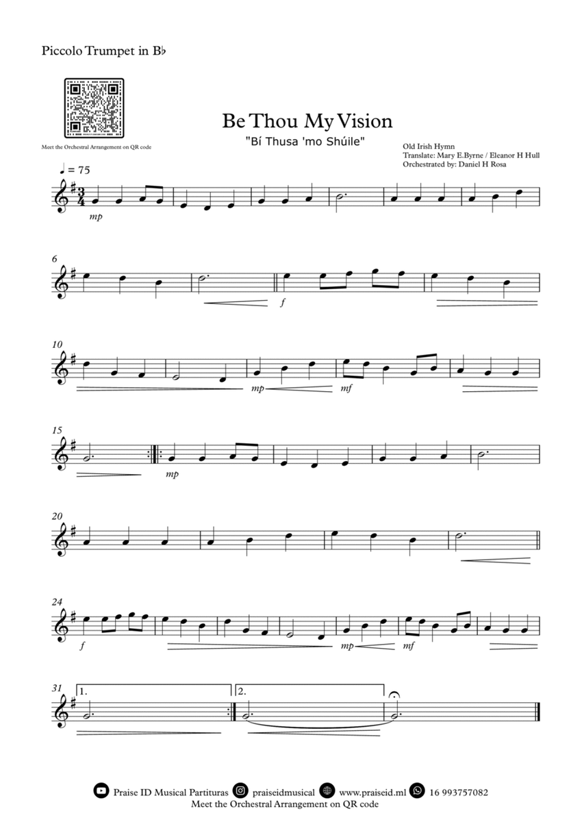 Be Thou My Vision - "Bí Thusa 'mo Shúile" - Easy Piccolo Trumpet image number null