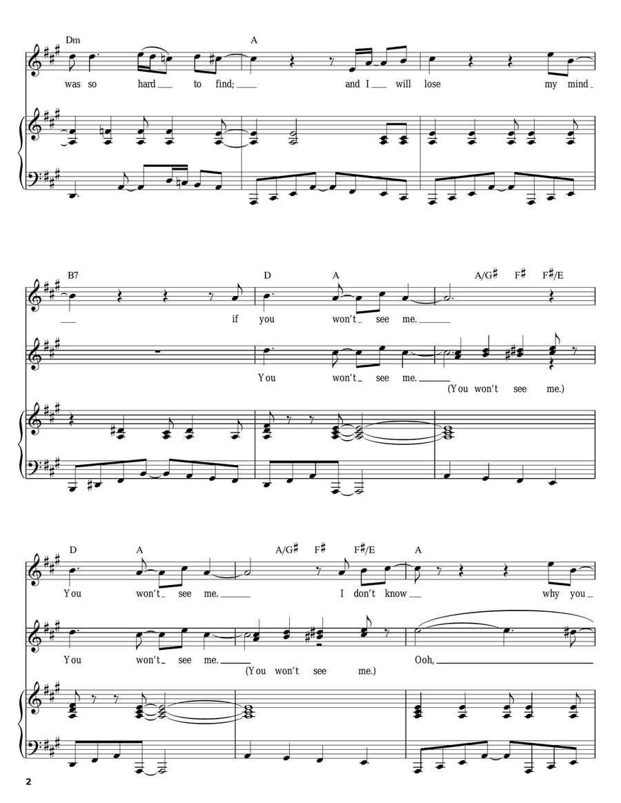You Won't See Me Piano, Vocal scores gallery preview page 2