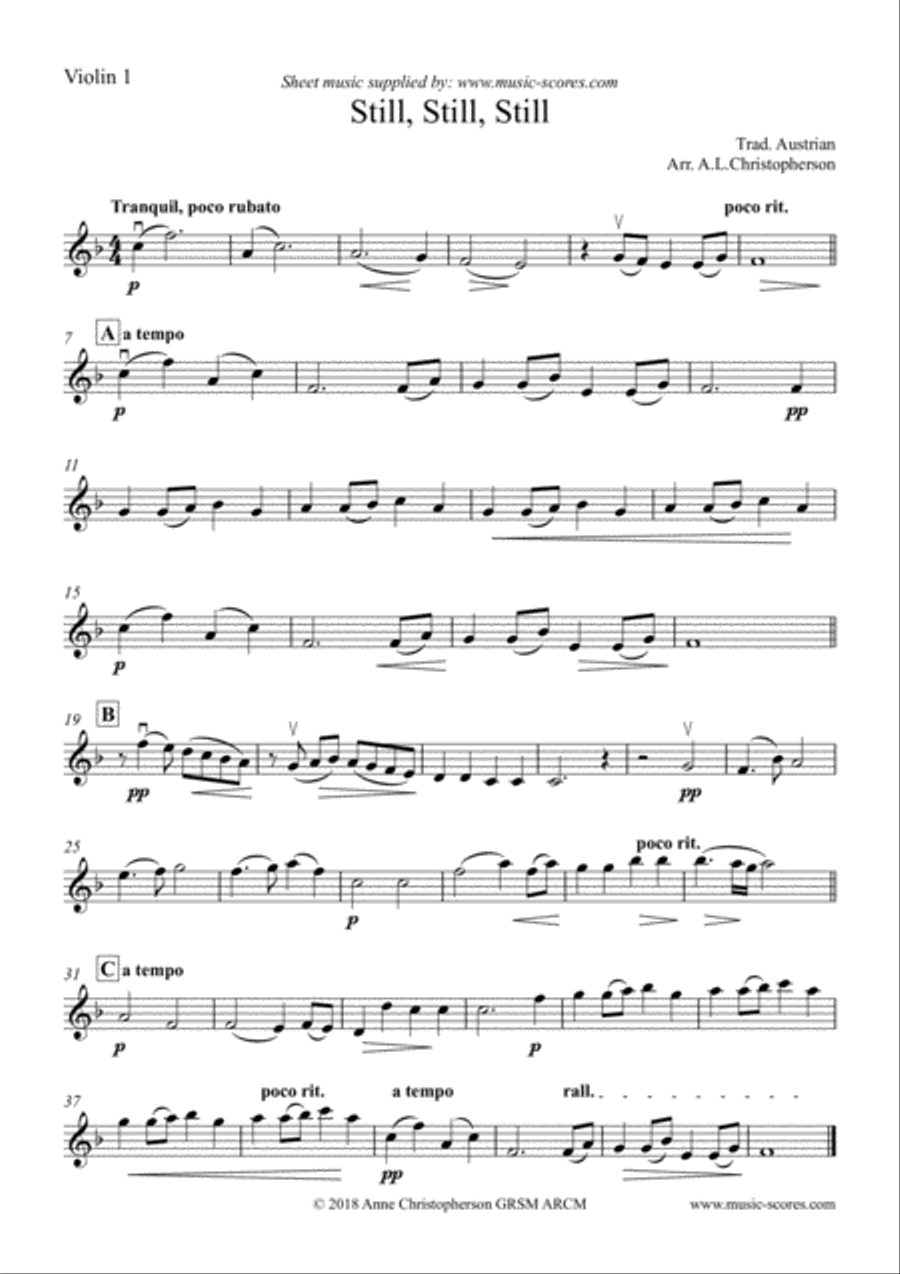 Still, Still, Still - 3 Violins and Cello String Quartet scores gallery preview page 4