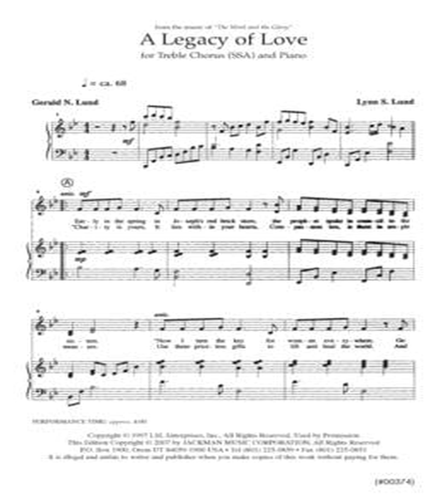 A Legacy of Love - SSA SSA scores gallery preview page 2