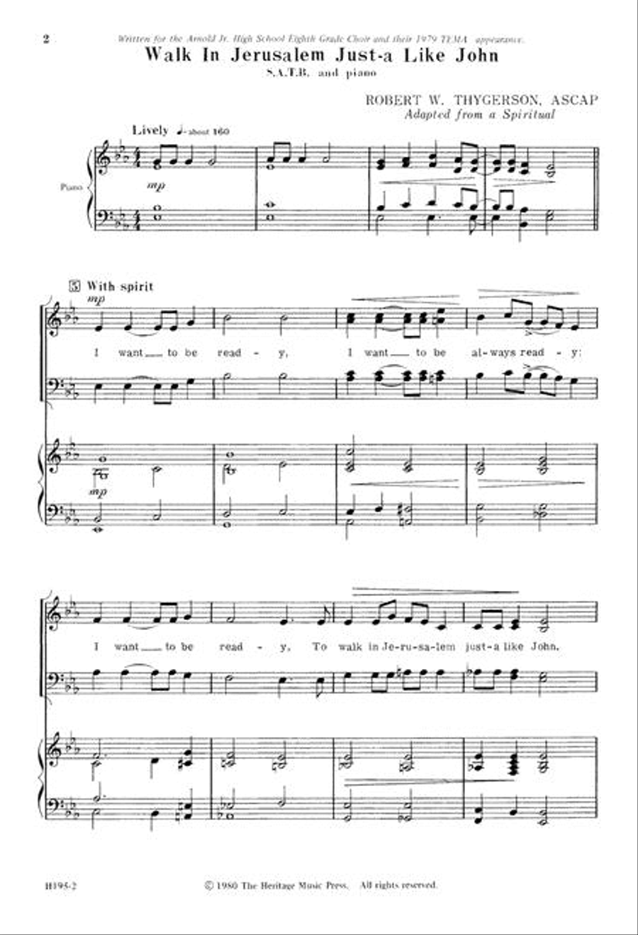 Walk in Jerusalem Just-a Like John 4-Part scores gallery preview page 2