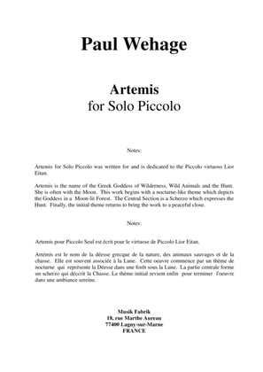 Paul Wehage: Artemis for solo piccolo