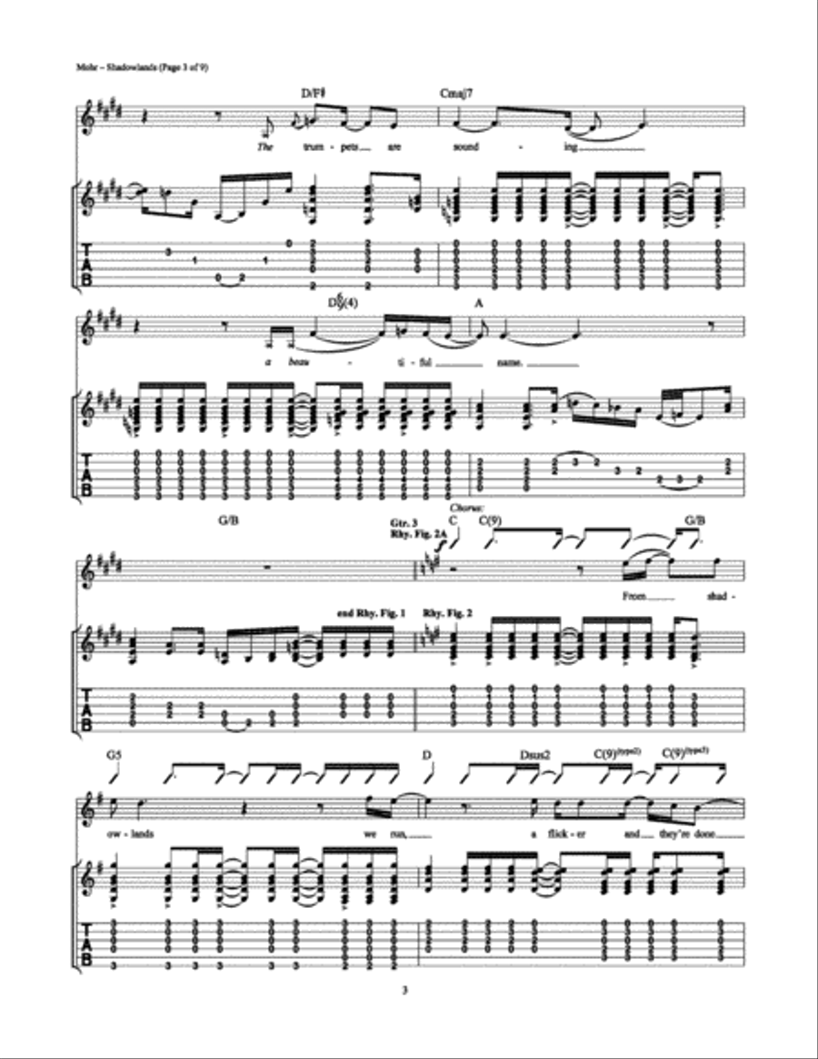 Shadowlands Shadowlands Electric Guitar scores gallery preview page 3
