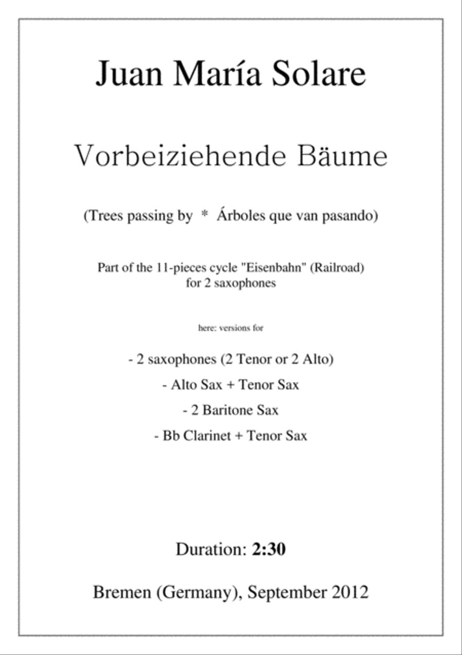 Vorbeiziehende Bäume [Trees Passing By - 2 Sax] Woodwind Ensemble scores gallery preview page 1