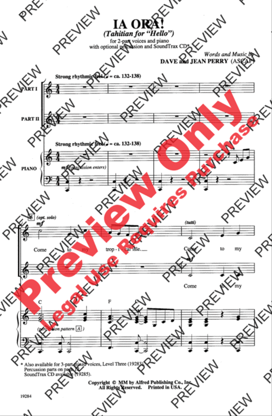 Ia Ora! (Tahitian for Hello) 2-Part scores gallery preview page 2