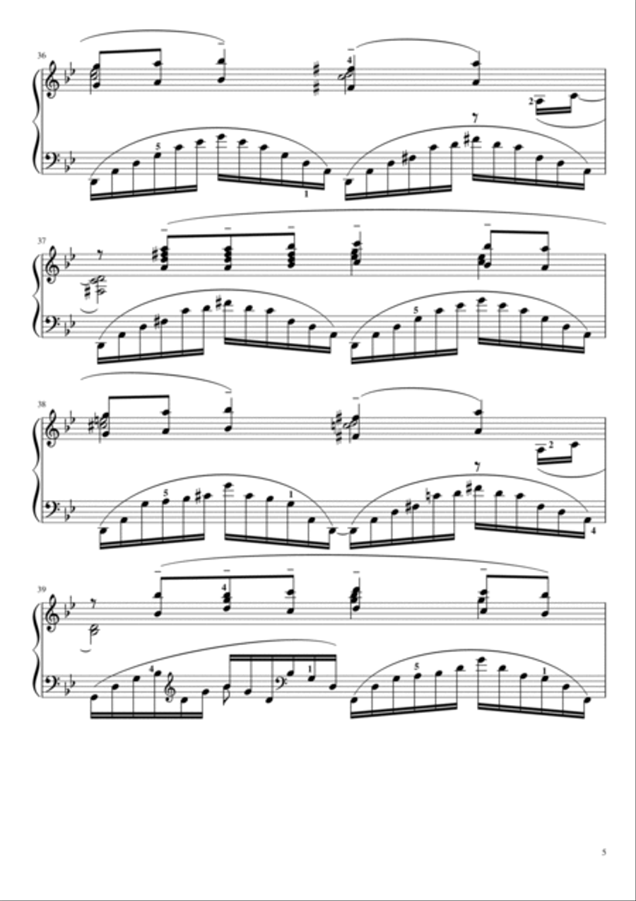 Rachmaninoff - Prélude in G Minor (Alla marcia) - Op.23 No. 5 - Original With Fingered Piano Solo scores gallery preview page 5