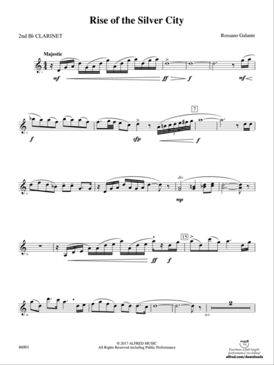 Rise of the Silver City: 2nd B-flat Clarinet Concert Band scores gallery preview page 1