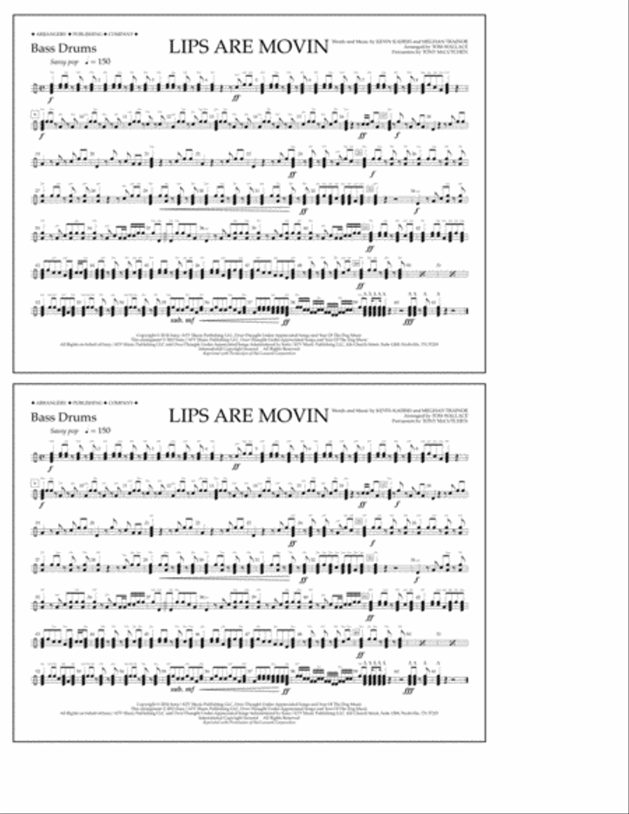 Lips Are Movin - Bass Drums Marching Band scores gallery preview page 1
