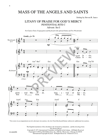 Mass of the Angels and Saints (Full Score)