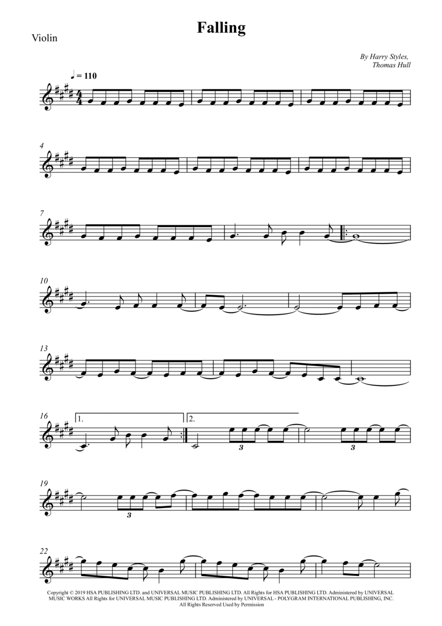 Falling Violin Solo scores gallery preview page 1