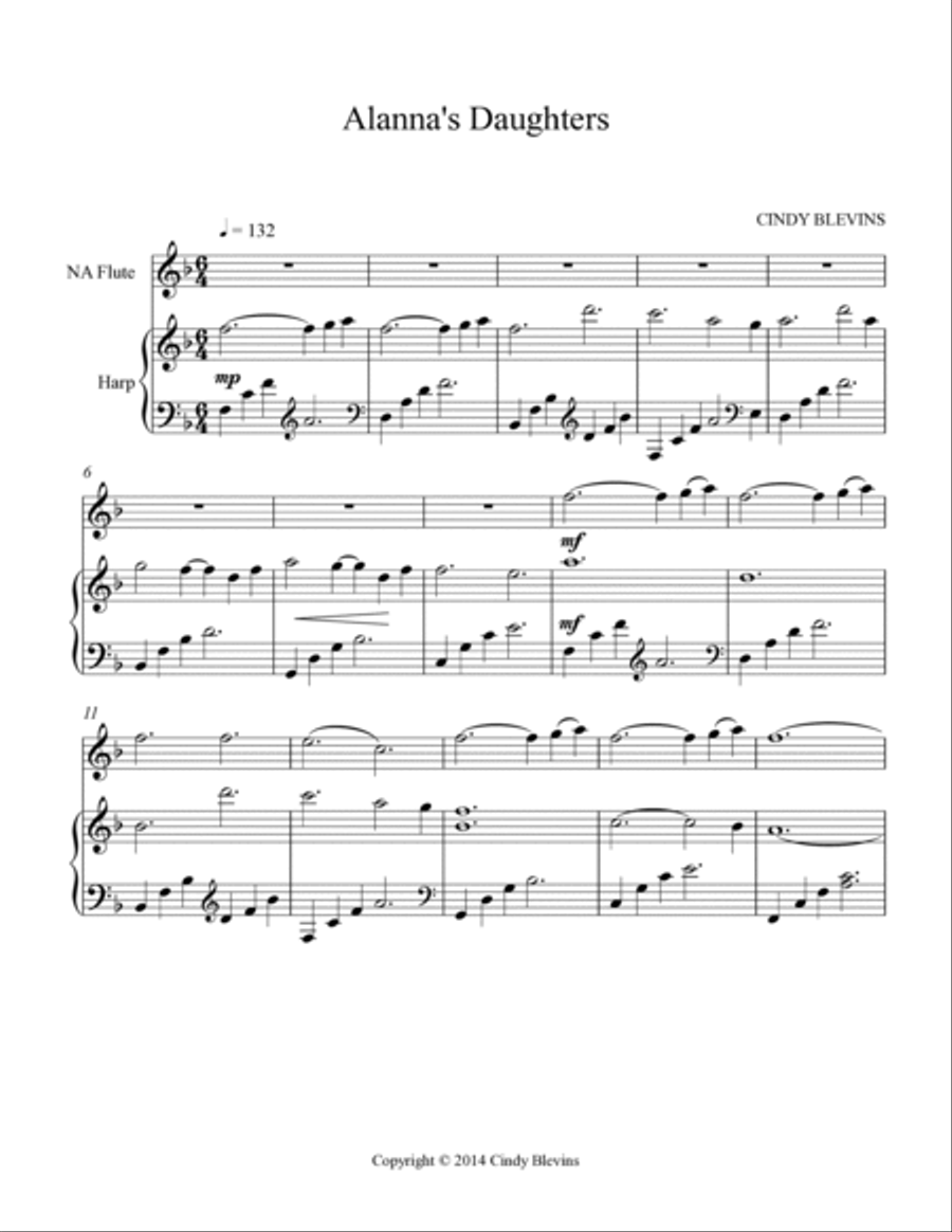 Alanna's Daughters, for Harp and Native American Flute Flute scores gallery preview page 2