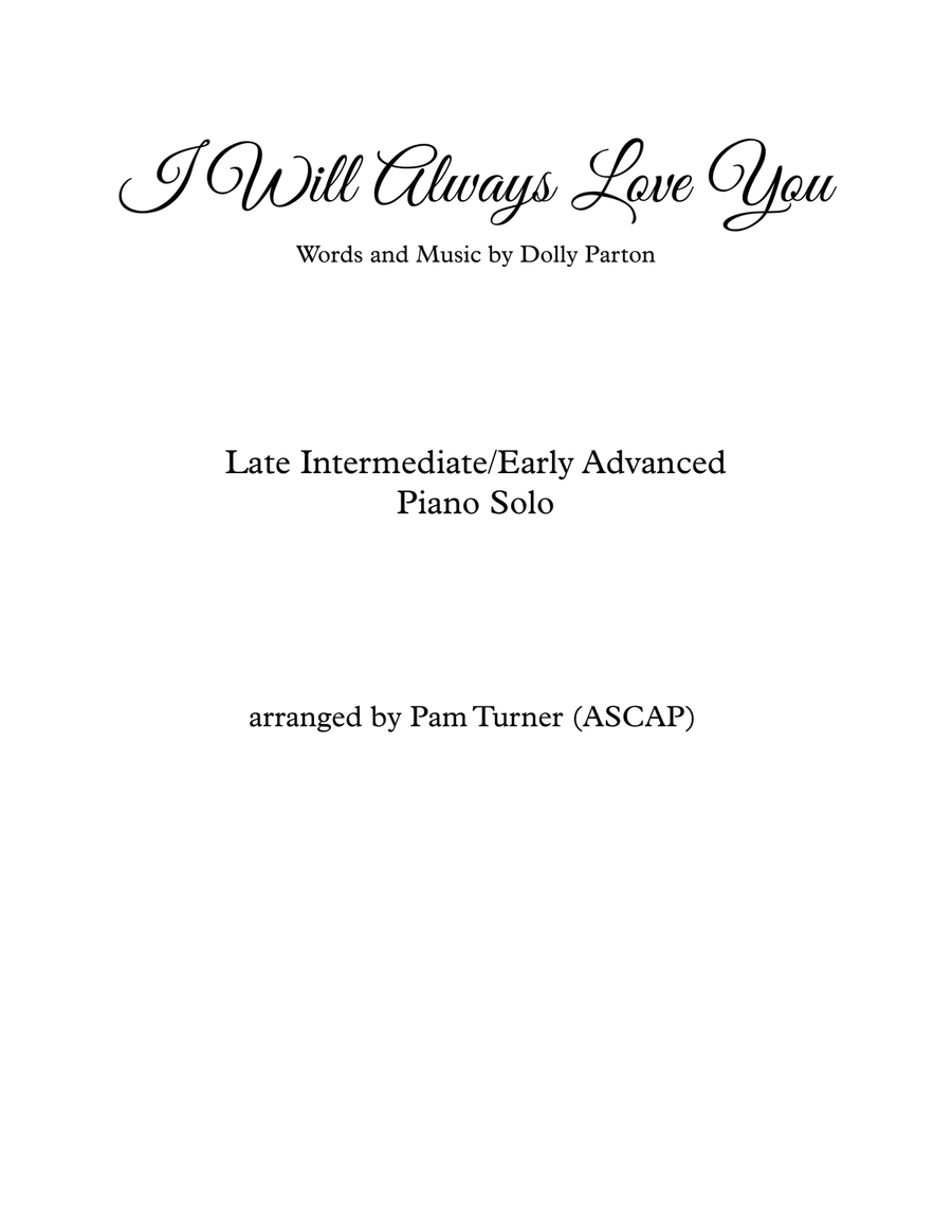 I Will Always Love You I Will Always Love You Piano Solo scores gallery preview page 2