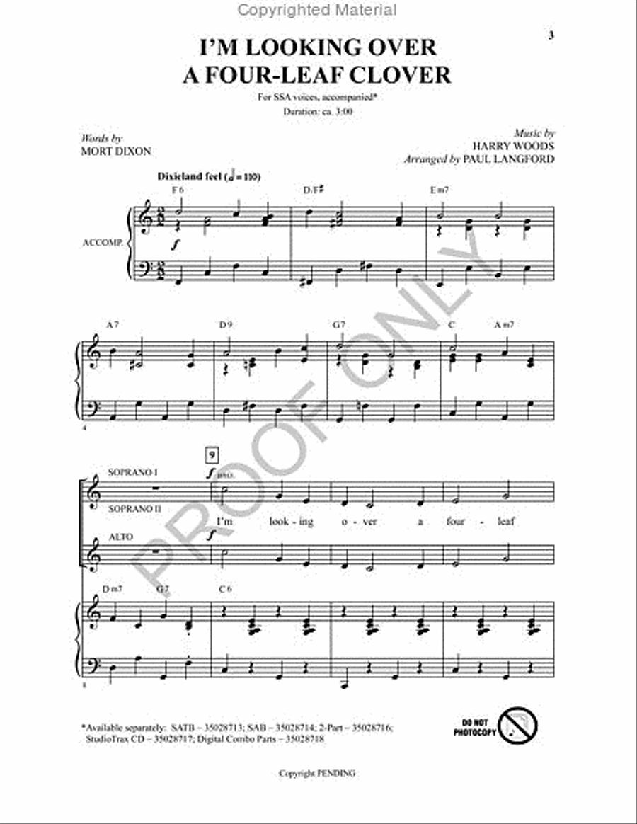 I'm Looking Over a Four Leaf Clover SSA scores gallery preview page 2
