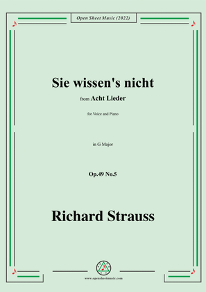 Richard Strauss-Sie wissen's nicht,in G Major