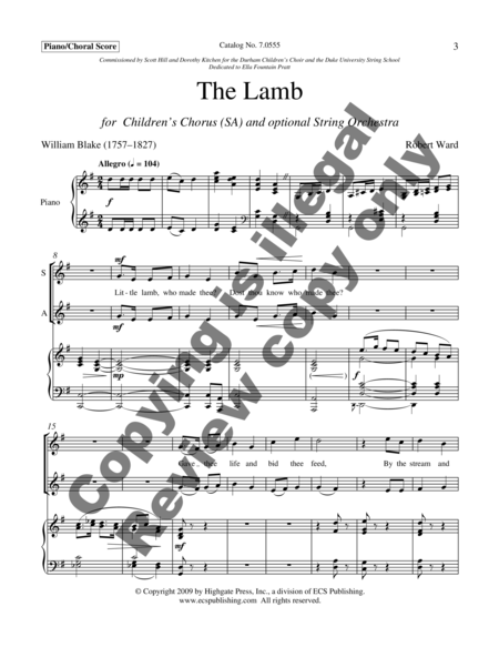 The Lamb (Choral Score)