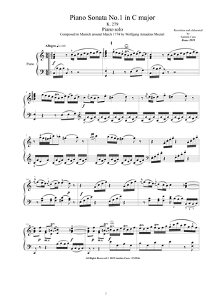Book cover for Mozart - Piano Sonata No.1 in C major K 279 - Complete score