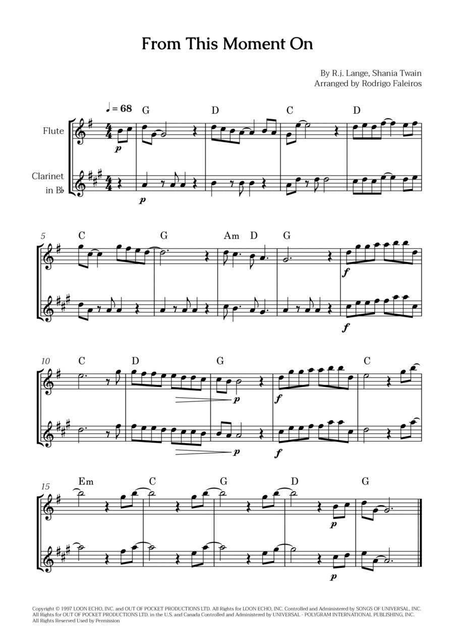 From This Moment On Woodwind Duet scores gallery preview page 1