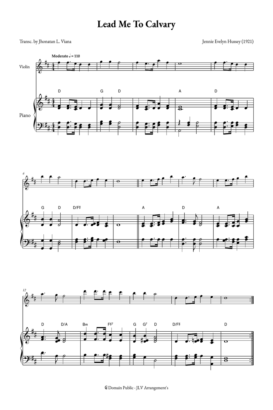 Lead Me To Calvary Violin Solo scores gallery preview page 1