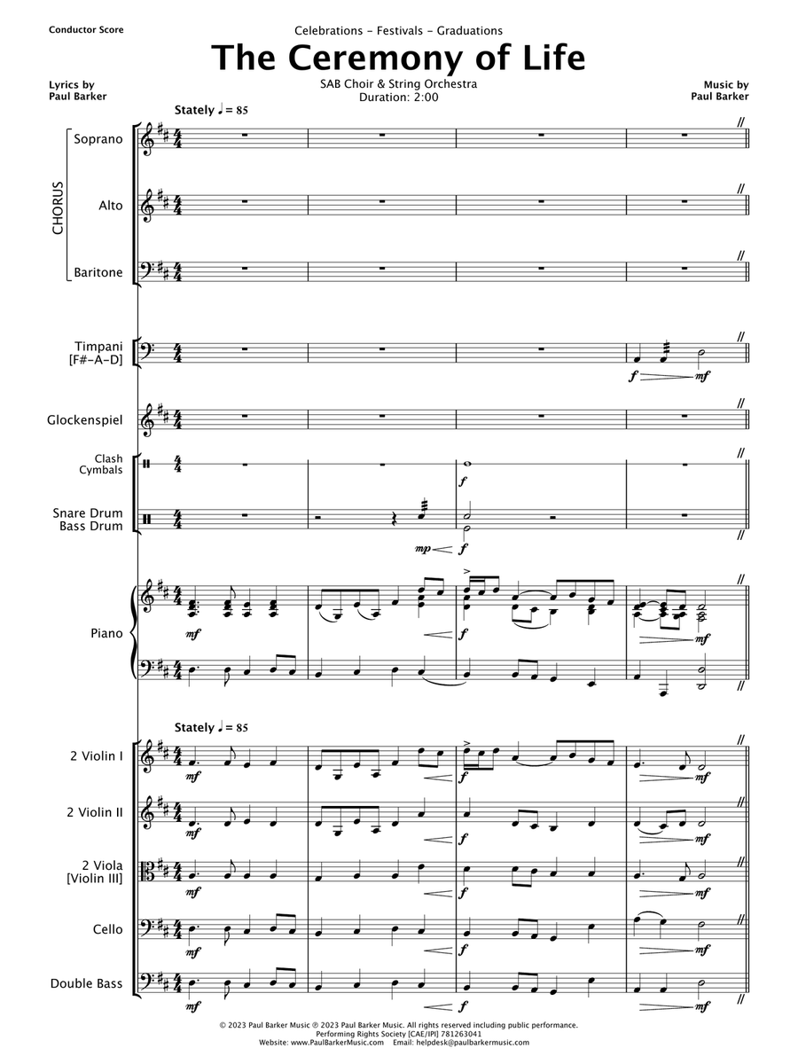 The Ceremony of Life [SAB Choir & String Orchestra] 3-Part scores gallery preview page 3