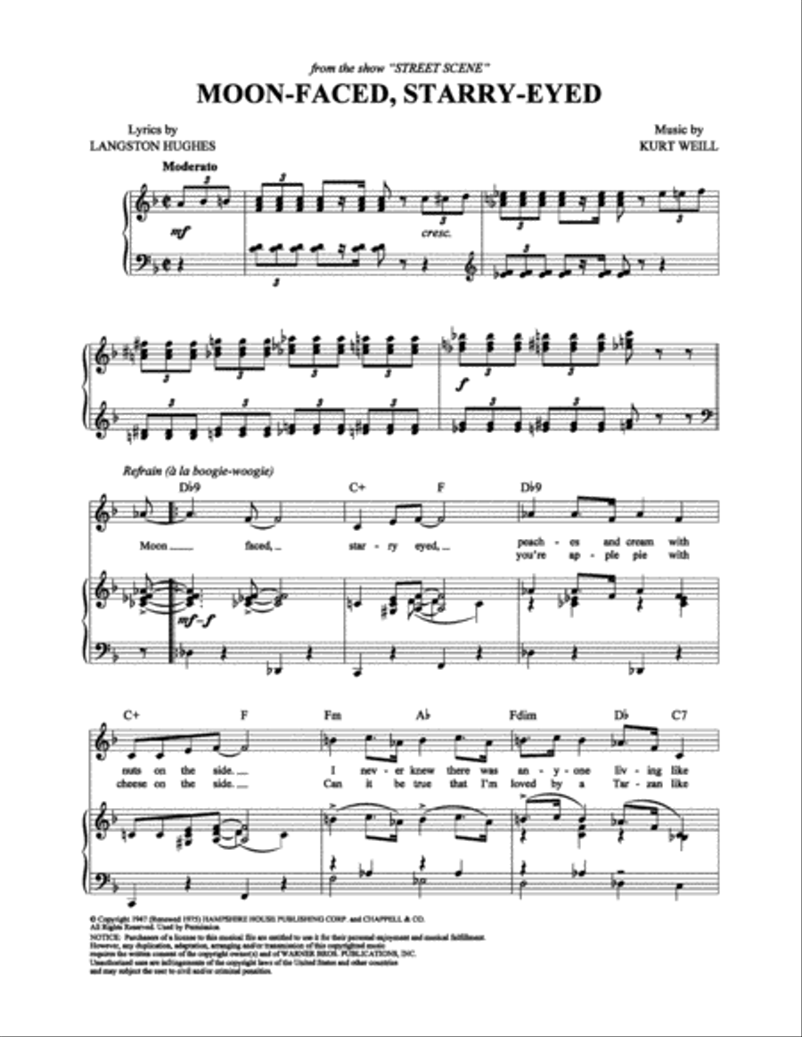 Moon-Faced, Starry-Eyed Piano, Vocal, Guitar scores gallery preview page 1