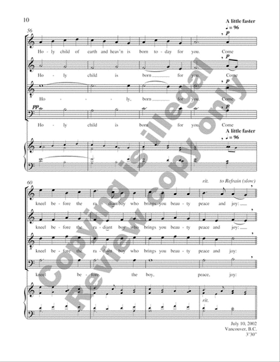Carols of the Nativity: 3. The Huron Carol 4-Part scores gallery preview page 10