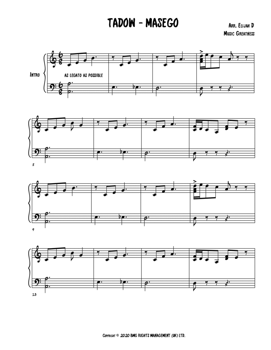 Tadow sax hot sale sheet music